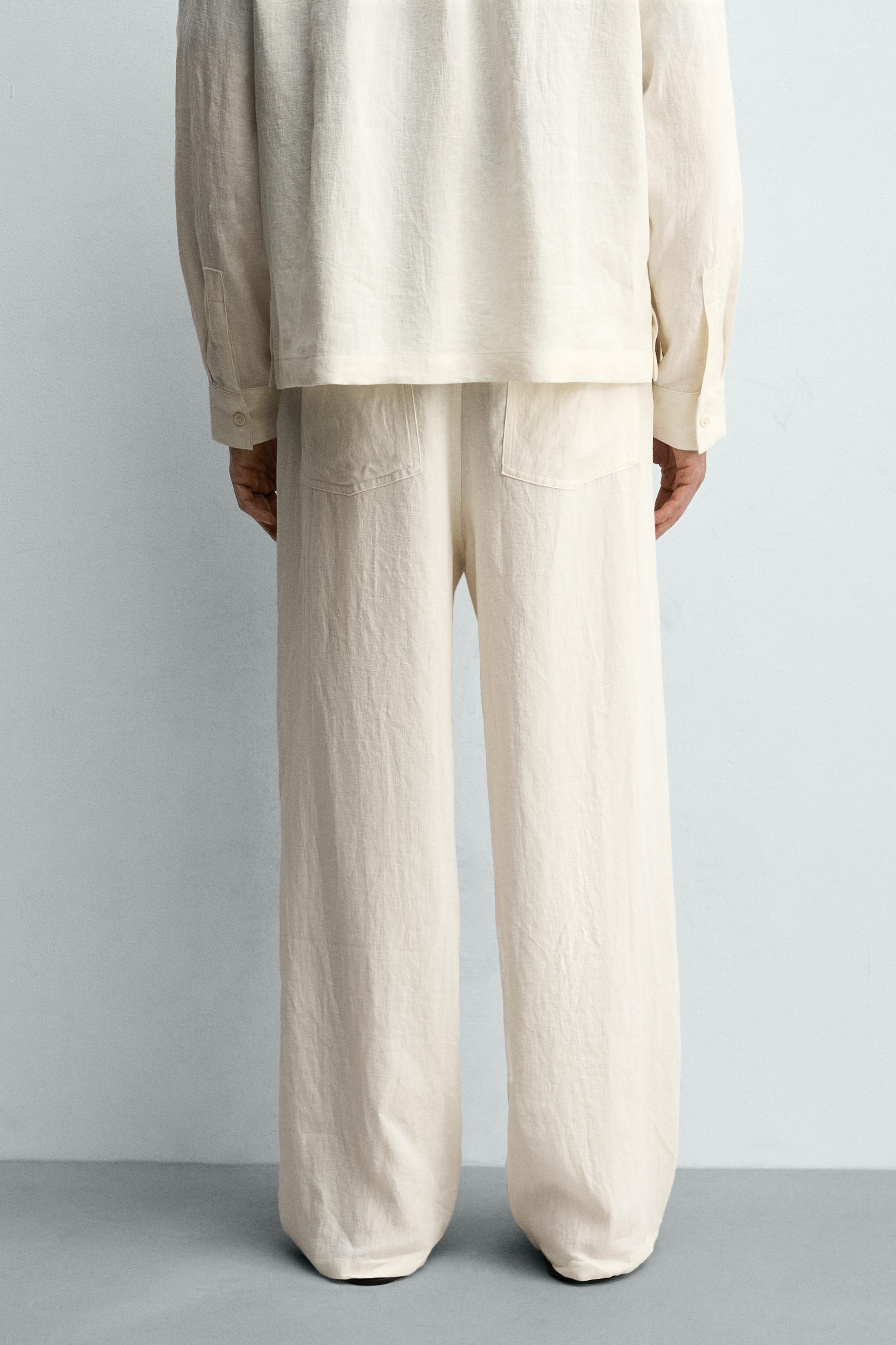 PANTALON RELAXED FIT 100% LIN AVEC CEINTURE